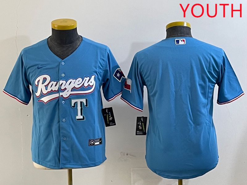 Youth Texas Rangers Blank Light Blue Game 2025 Nike MLB Jersey style 2